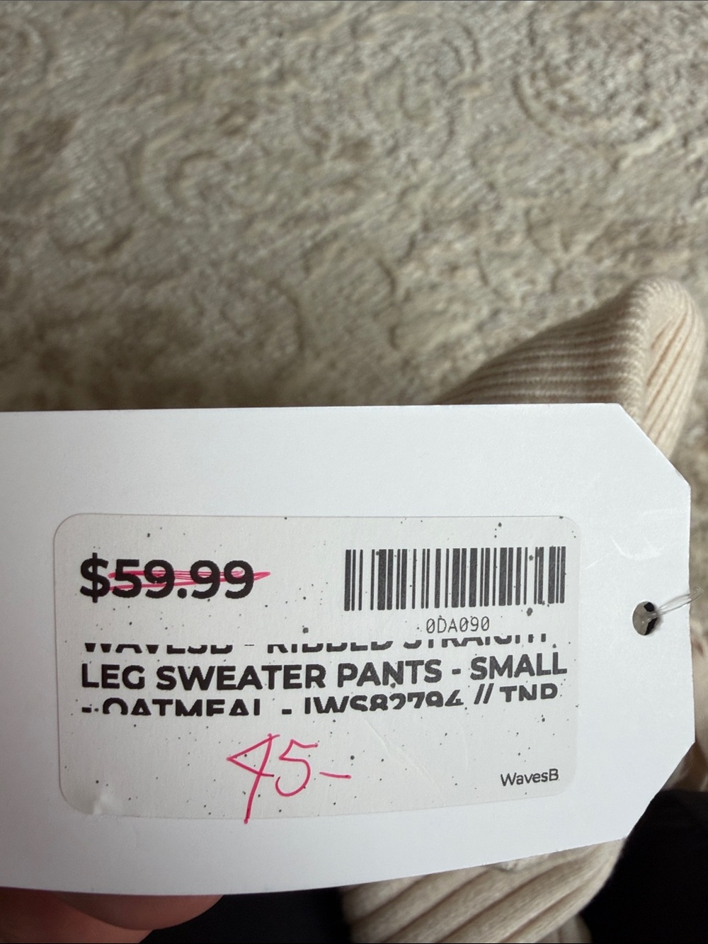 tea n rose Ribbed Drawstring Pants - Ivory - Picture 7 of 7